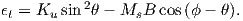            2
ϵt = Ku sin θ − MsB  cos(ϕ − θ).
